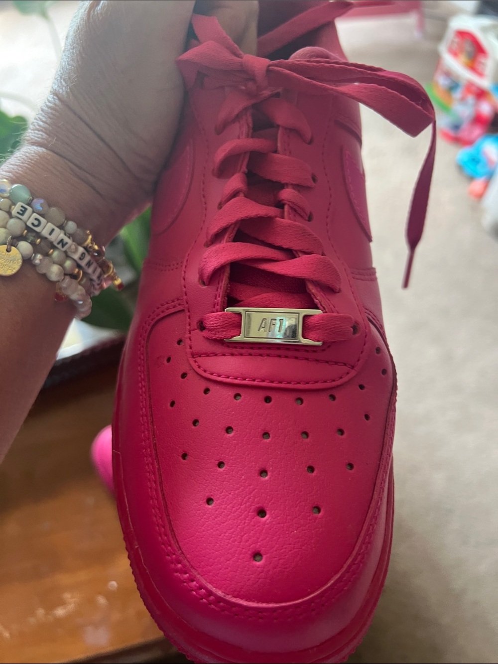 Women's Bright Pink Low-Top Lace-Up Sneakers - Picture 5 of 7